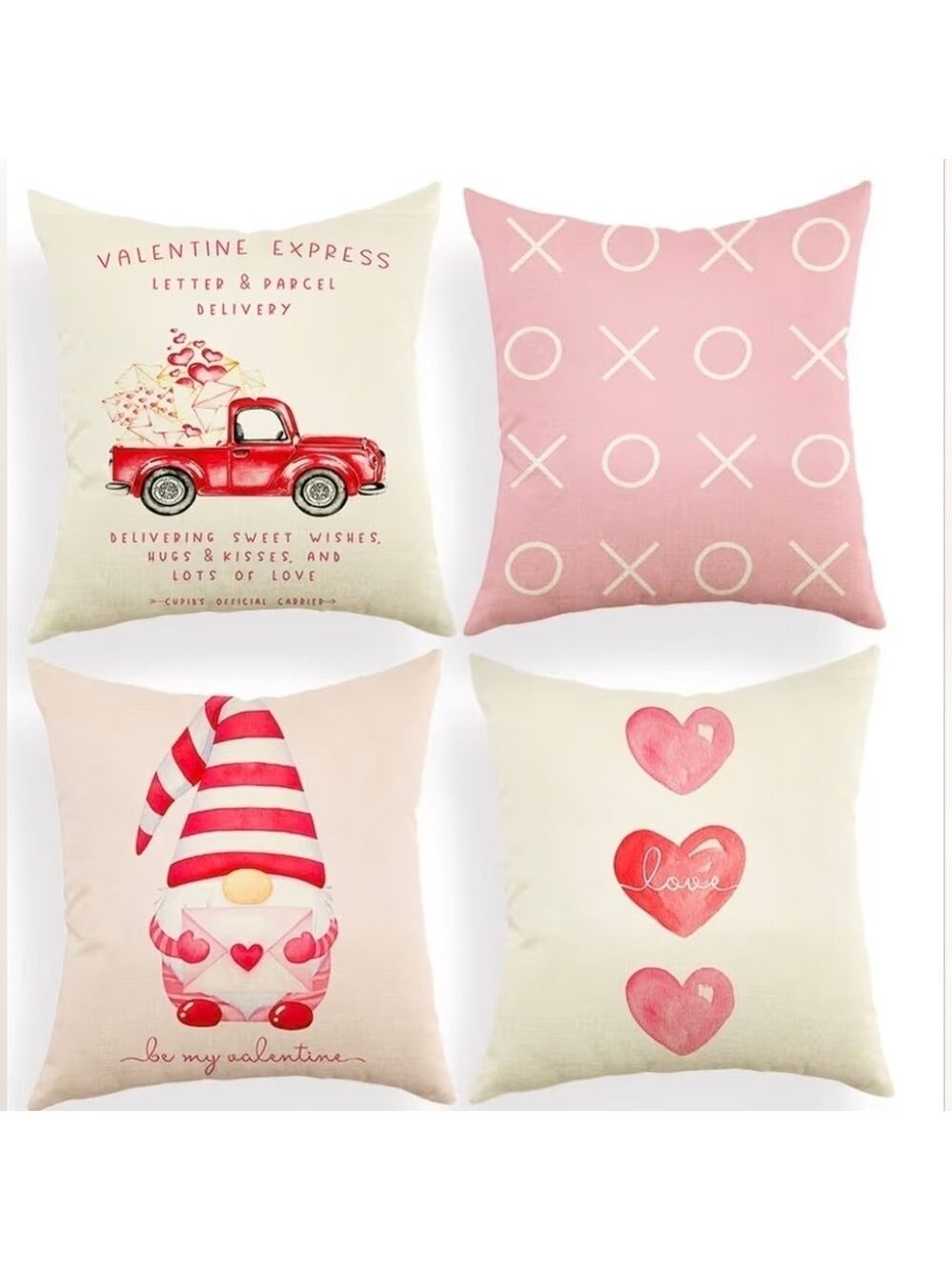 Sealed 4 Pack Happy Valentine's Day Love Heart Gnome Throw Pillow Covers 18 x 18